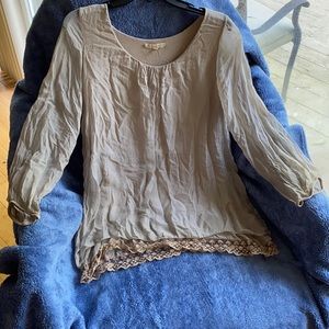 Italian Silk Gorgeous Lace Detail Lined Top